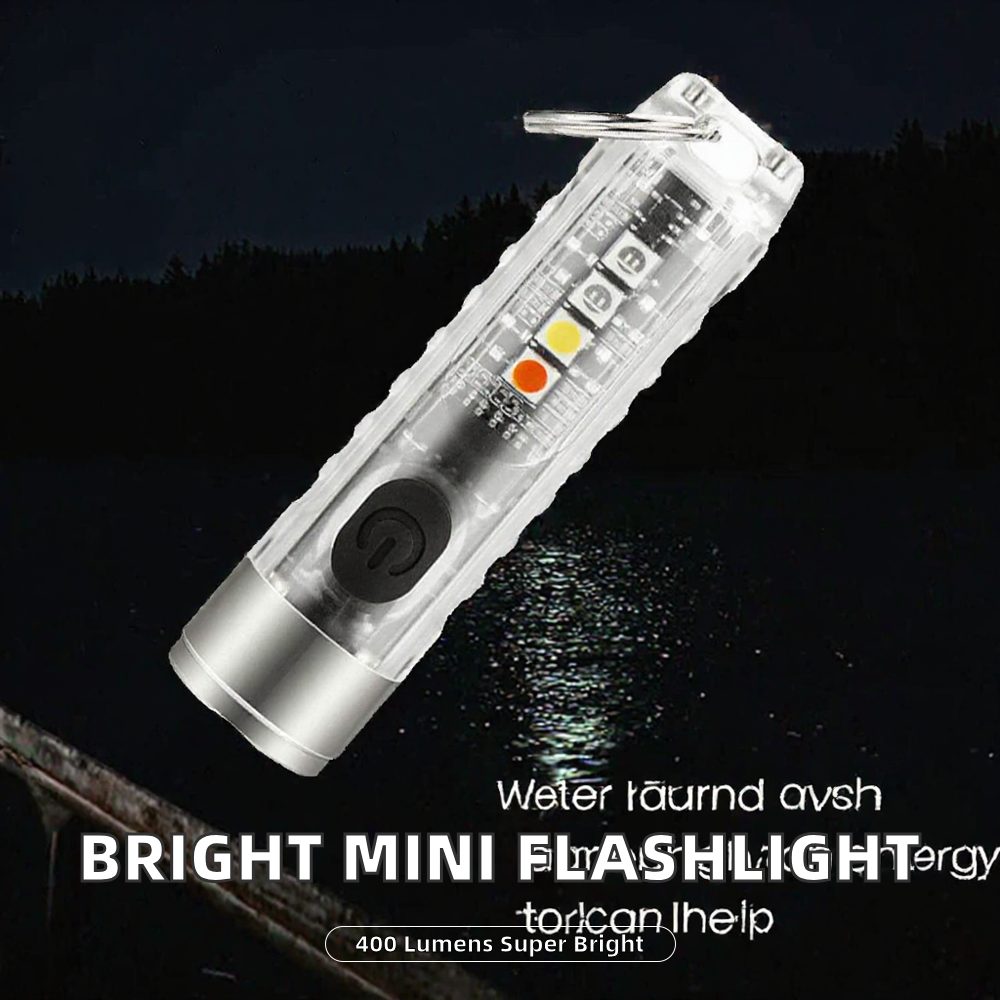 Mini AA Rechargeable USB Flashlight IP66 Waterproof 400 Lumens LED Emergency Camping & Fis